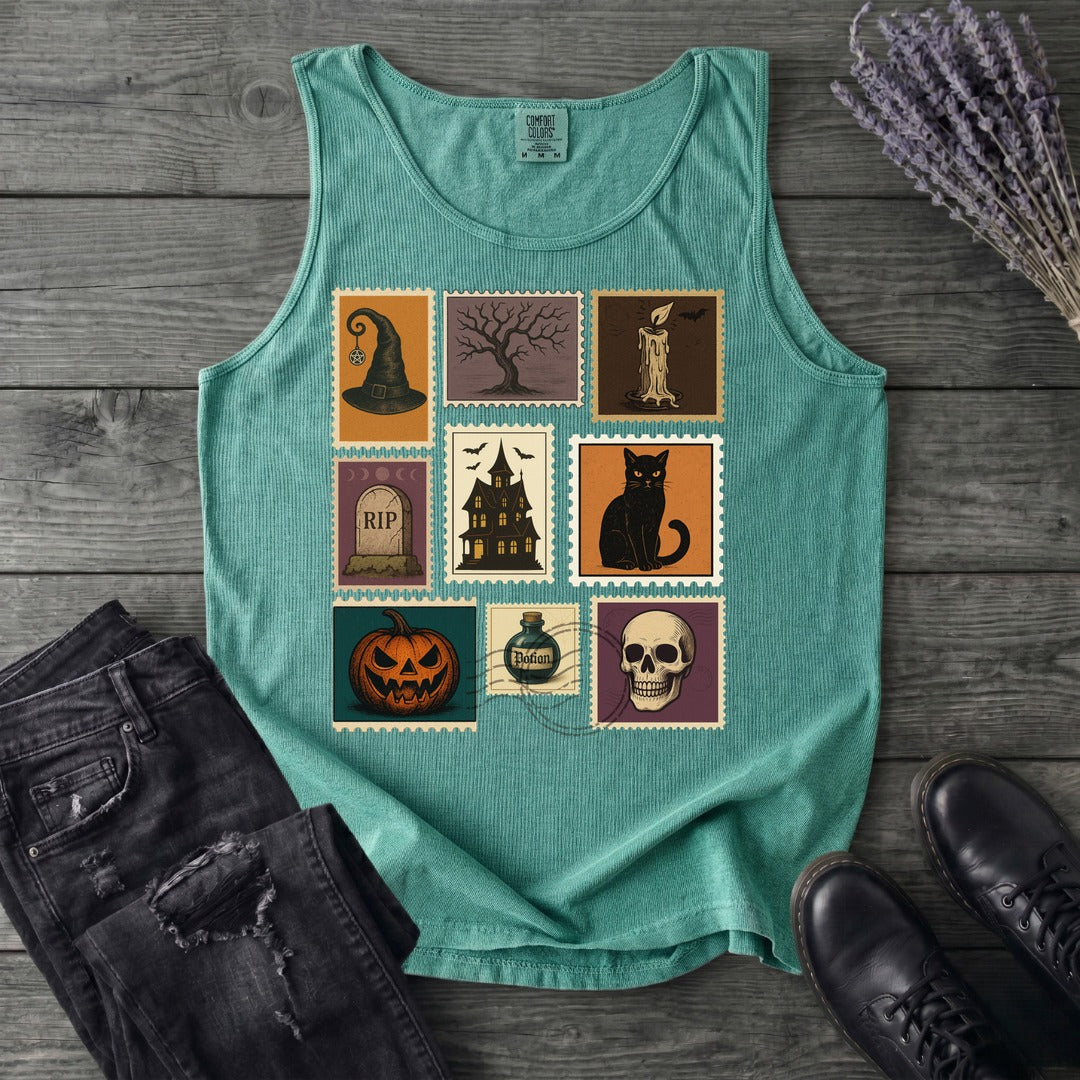 Halloween Stamps Collage Tank Top