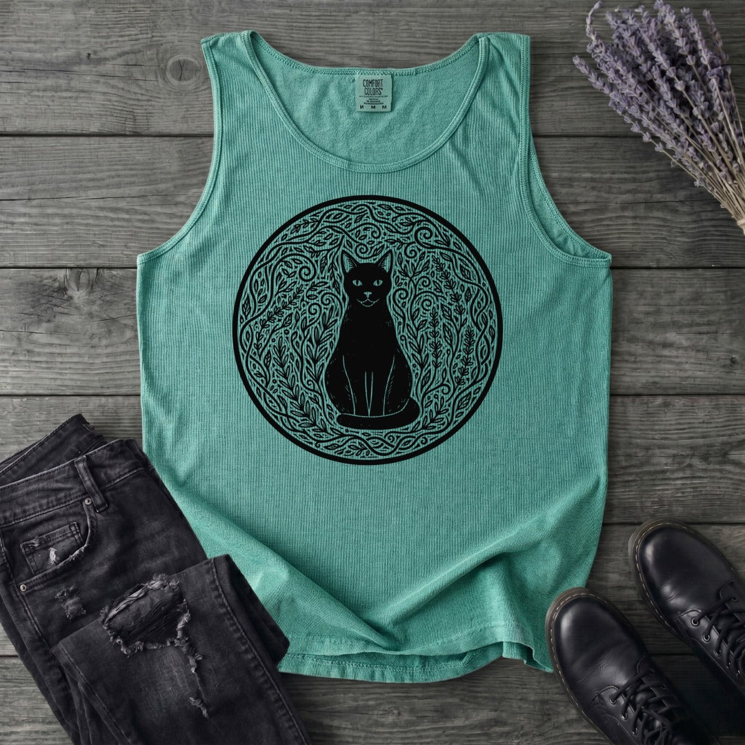 garden cat linocut Tank Top