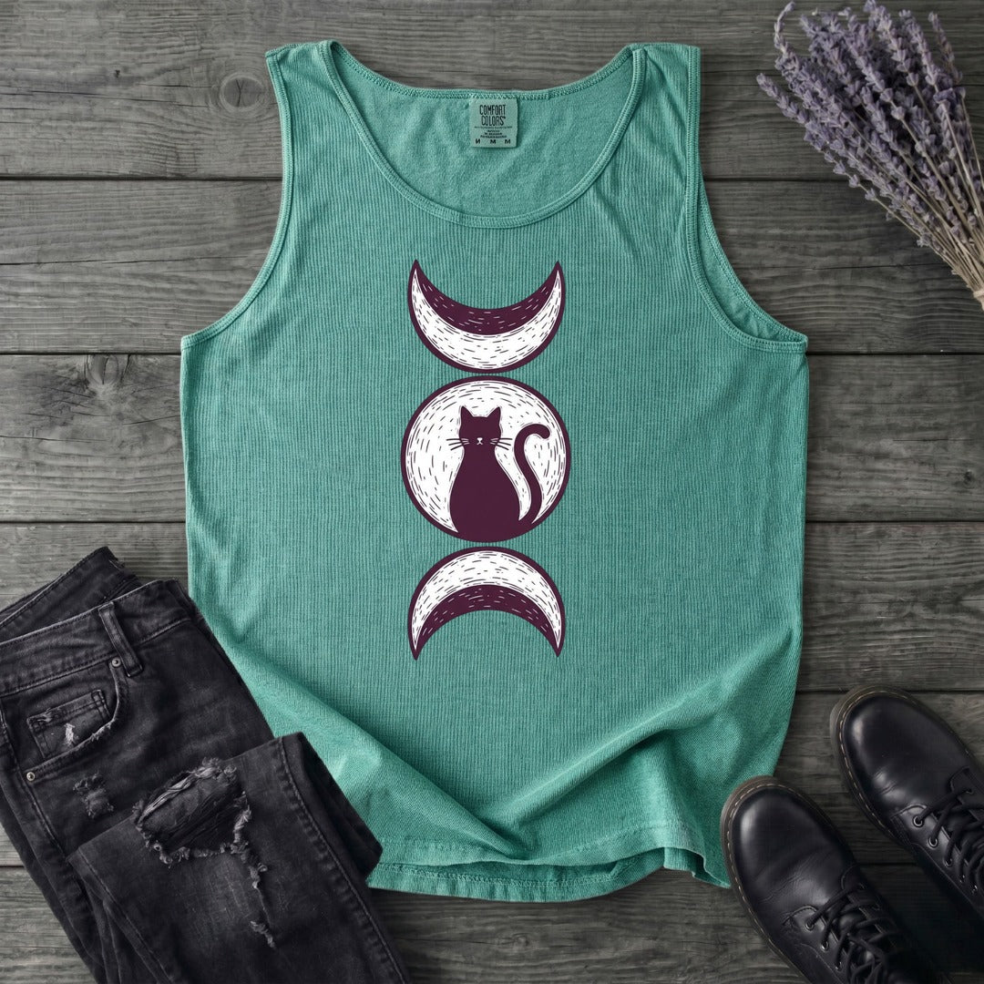 Triple Moon Goddess Cat Tank Top