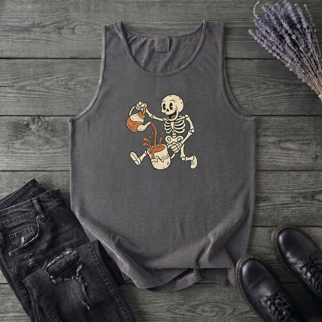 Coffee Skeleton Cartoon Tank Top