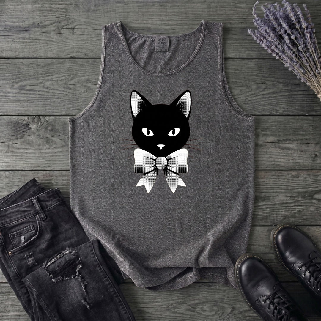 Retro Halftone Coquette Black Cat Tank Top