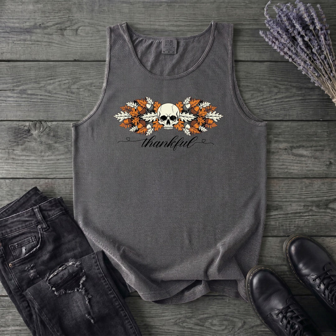 Thankful Leaf Swag Skull Tank Top