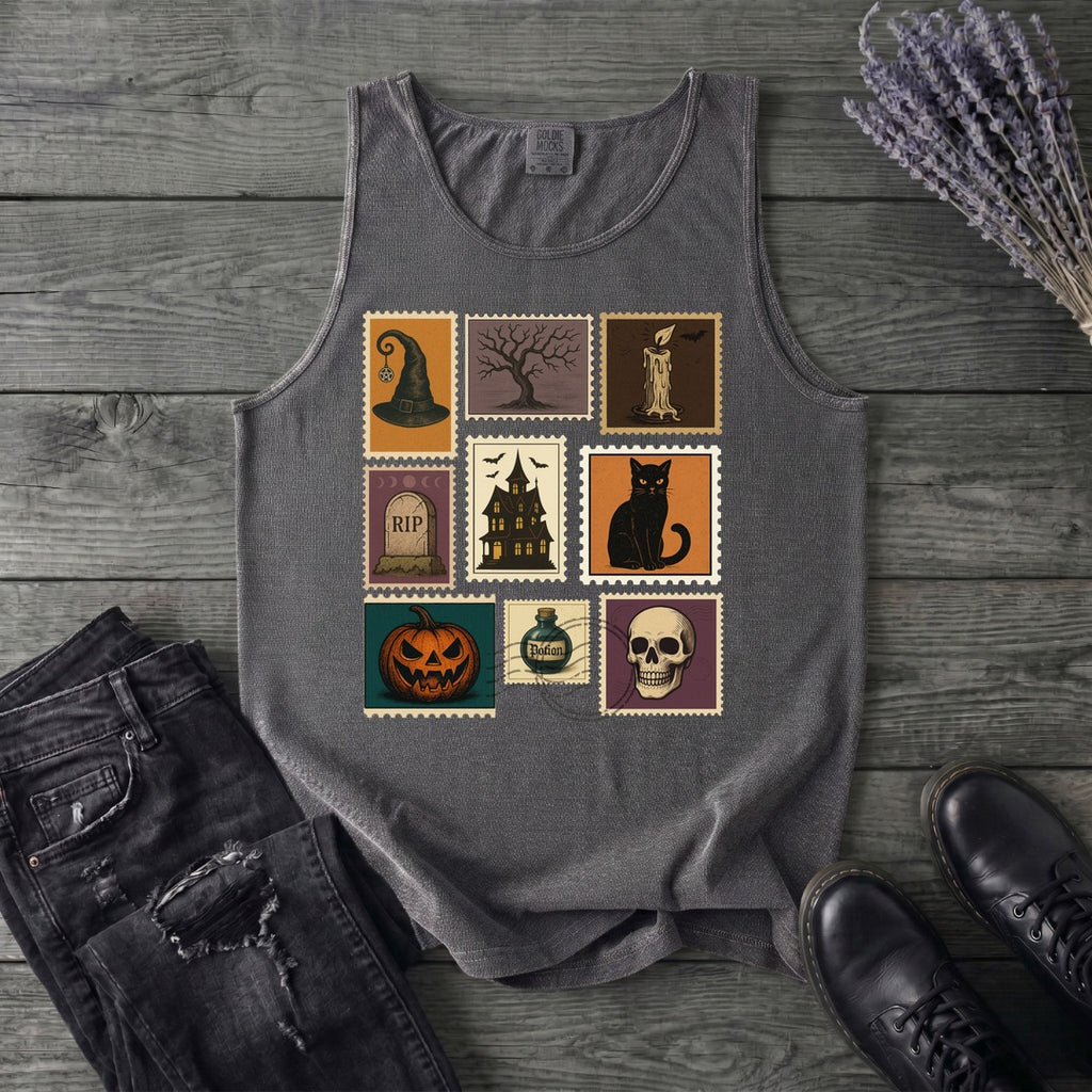 Halloween Stamps Collage Tank Top