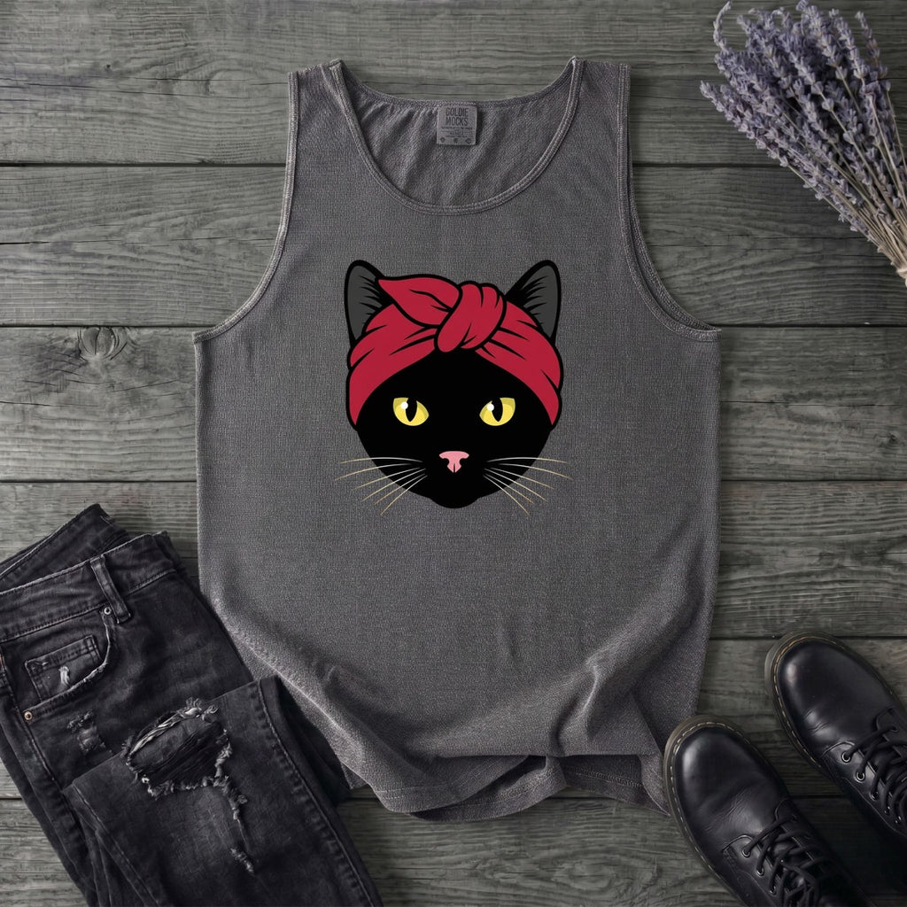 Black Cat Headband Tank Top