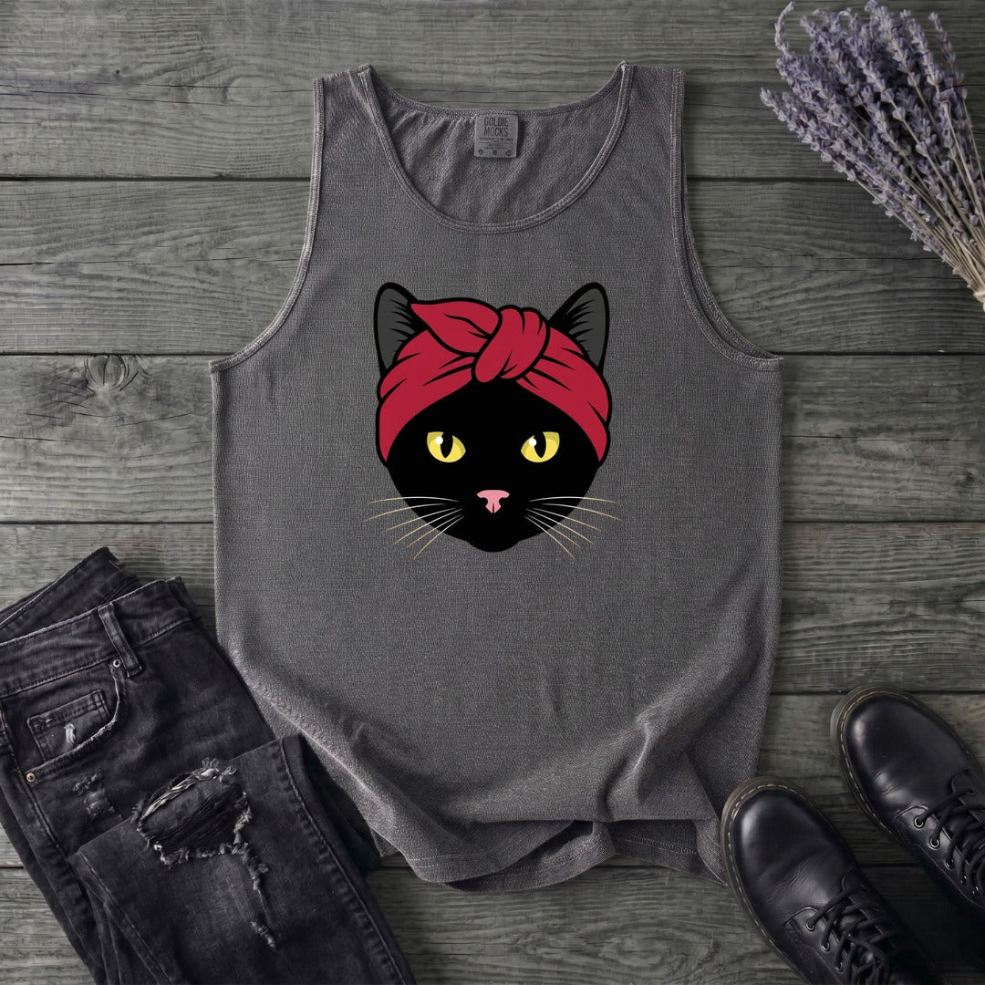 Black Cat Headband Tank Top