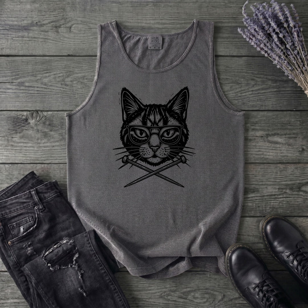 Cat Knitting Needles Tank Top