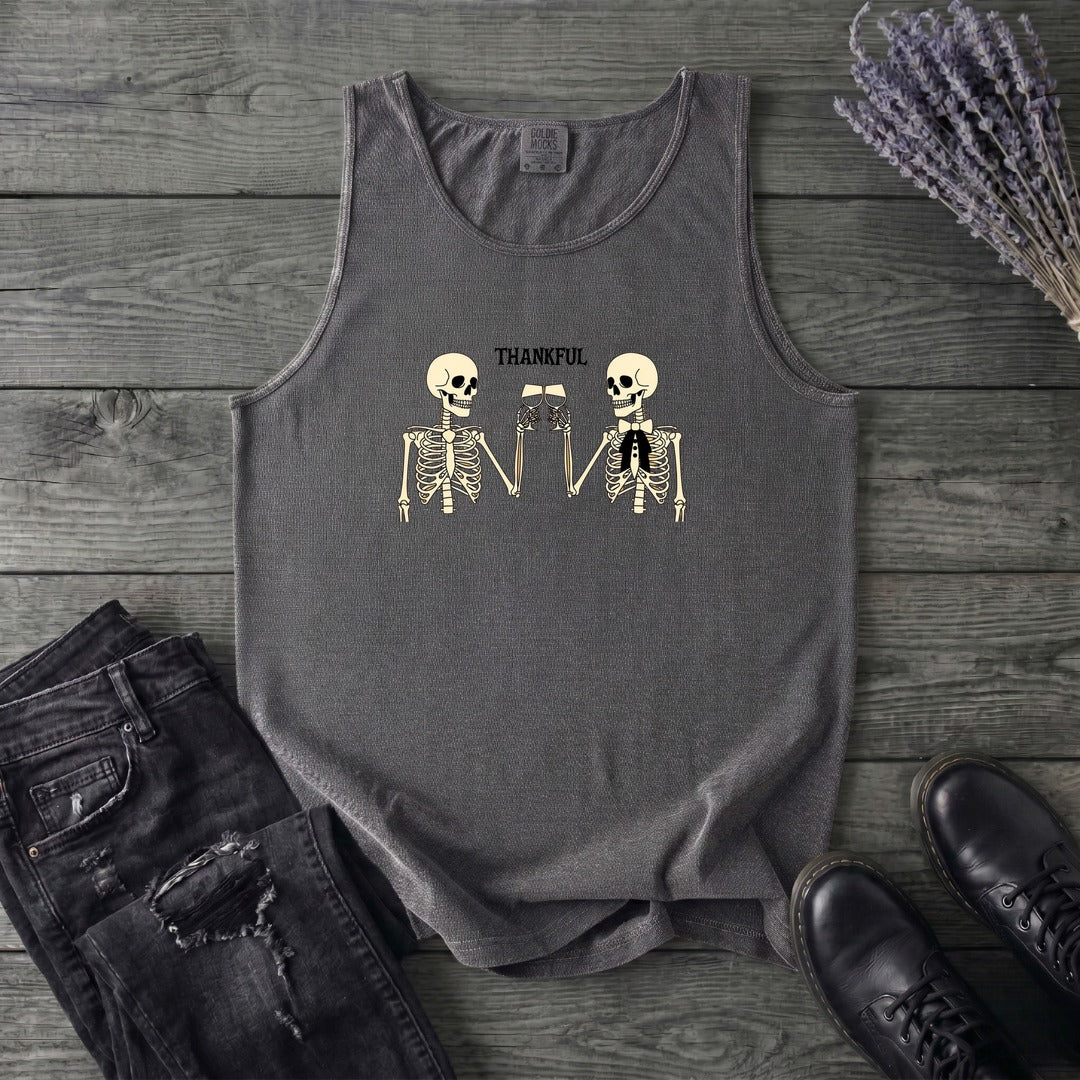 Thankful Toasting Skeletons Tank Top