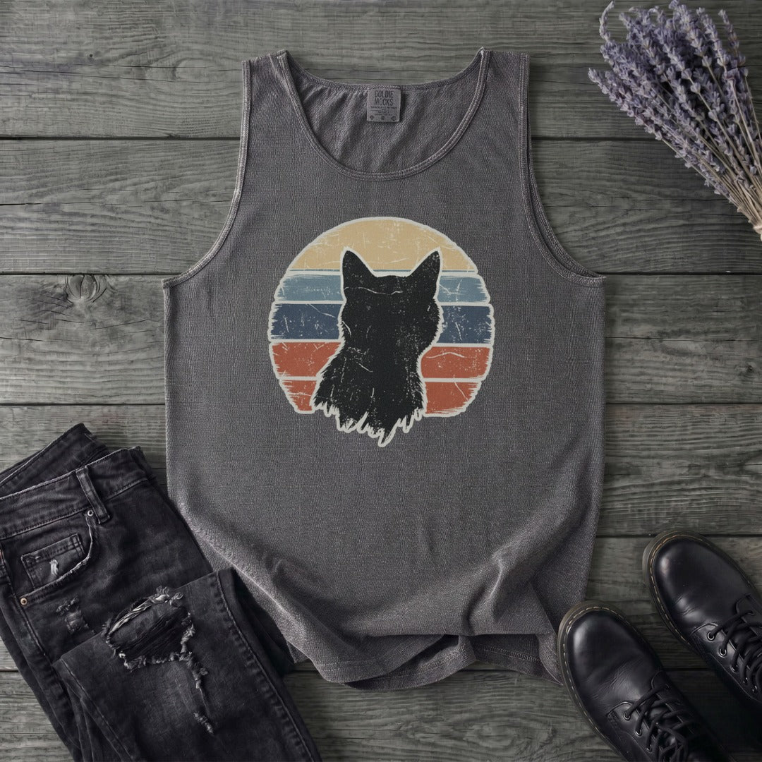 Cat Silhouette Sunset Grunge Tank Top