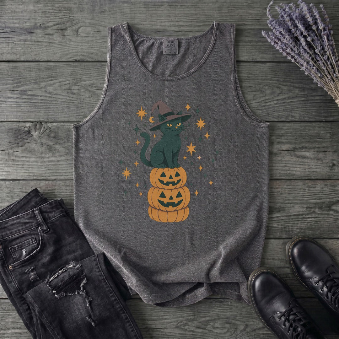Stacked Cat and Pumpkins Tank Top
