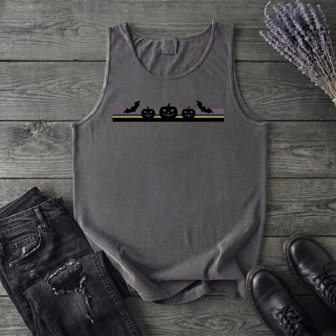 Bats Jack O Lantern Stripe Tank Top