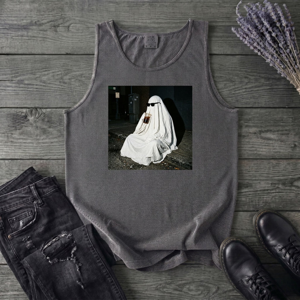 sheet ghost iced coffee curb meme Tank Top