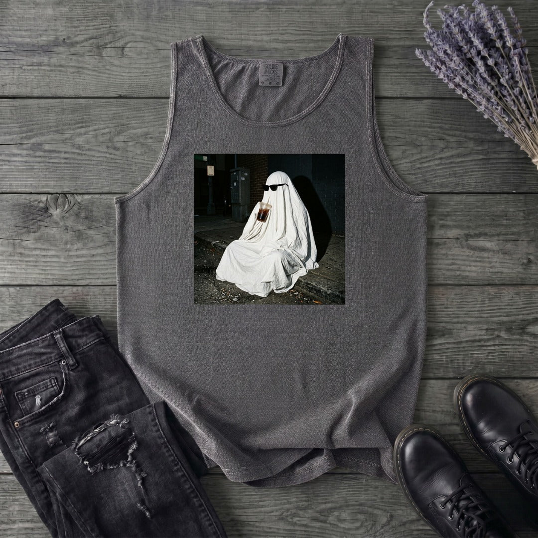 sheet ghost iced coffee curb meme Tank Top