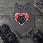 Winking Black Cat Heart Tank Top