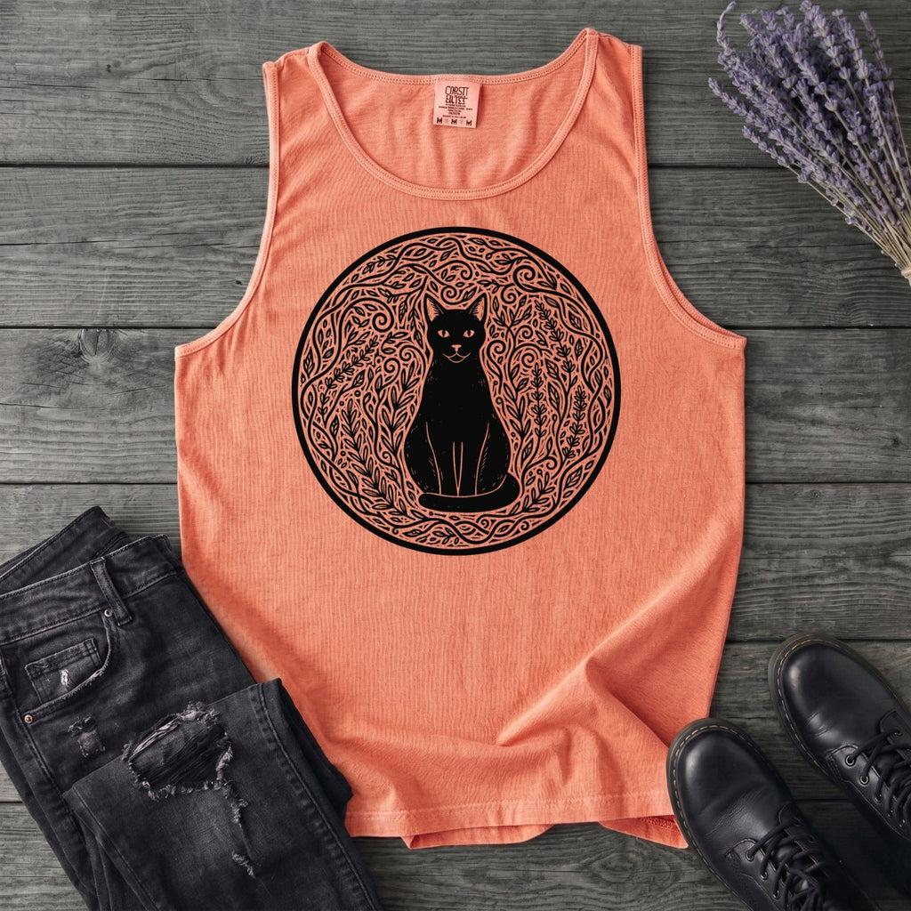 garden cat linocut Tank Top