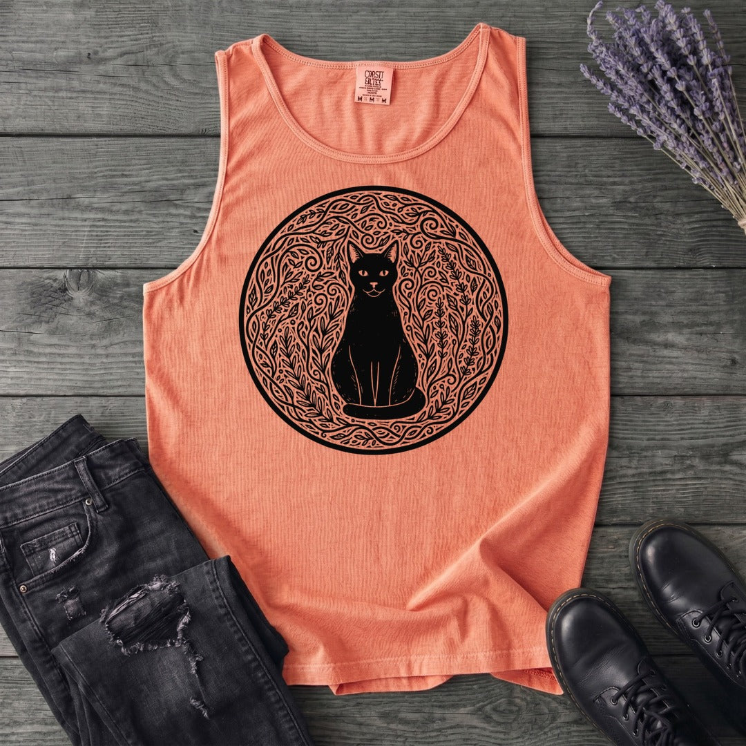 garden cat linocut Tank Top