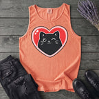 Winking Black Cat Heart Tank Top