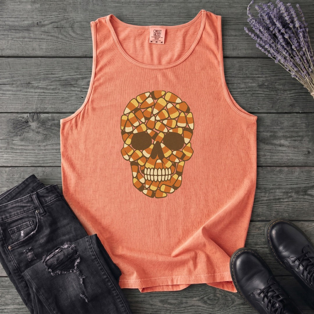 Candy Corn Skull Tank Top