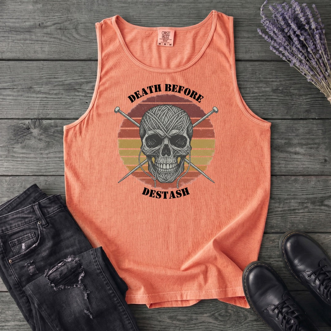 Death Before Destash Yarn Skull Tank Top