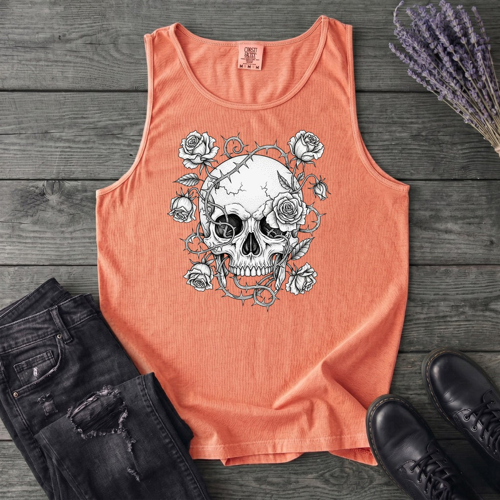 Macabre Floral Skull Tank Top