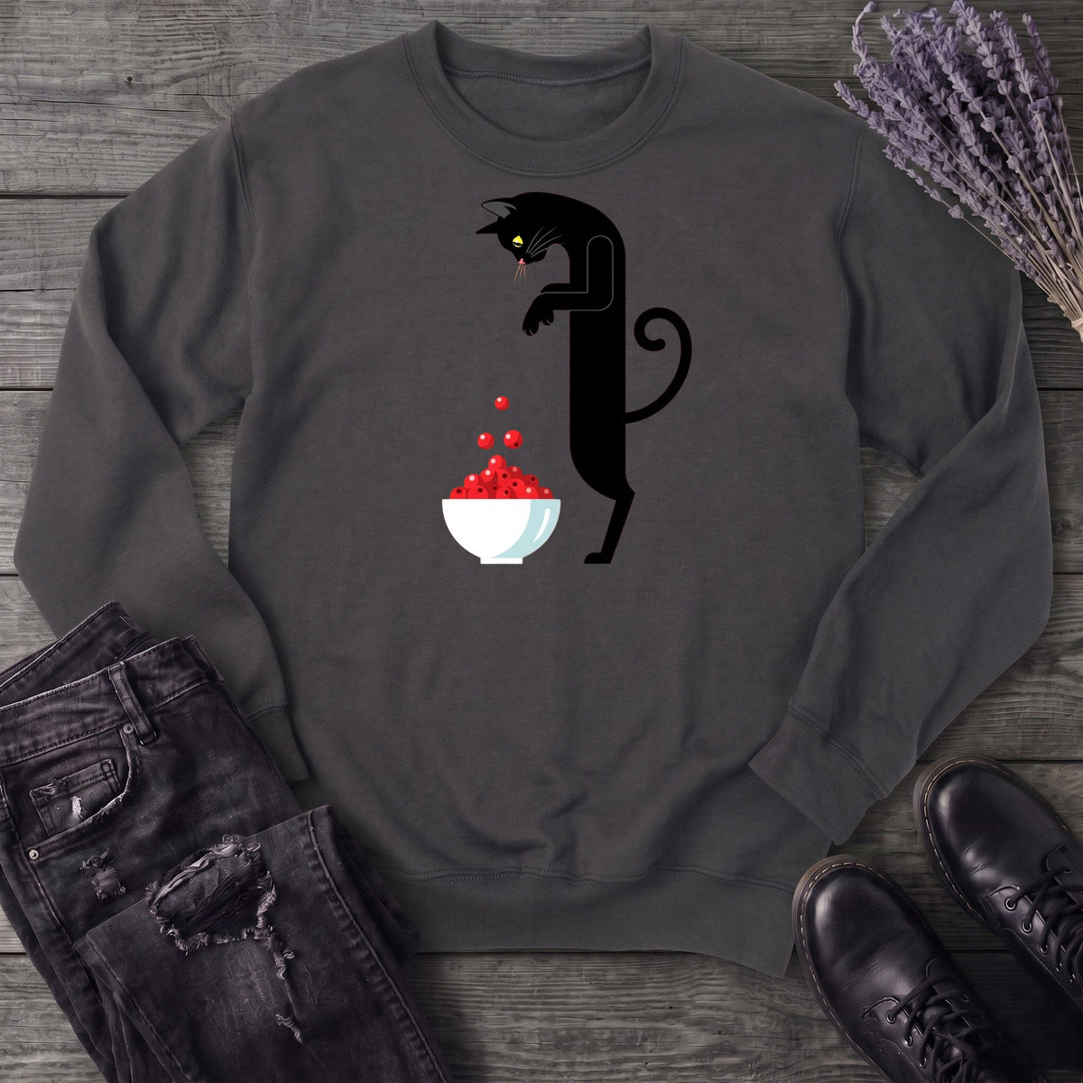 Black Cat And Cranberries Sweatshirt