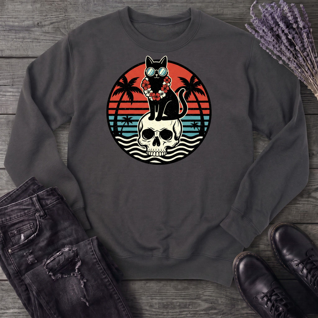 Tropical Cat and Skull Sweatshirt
