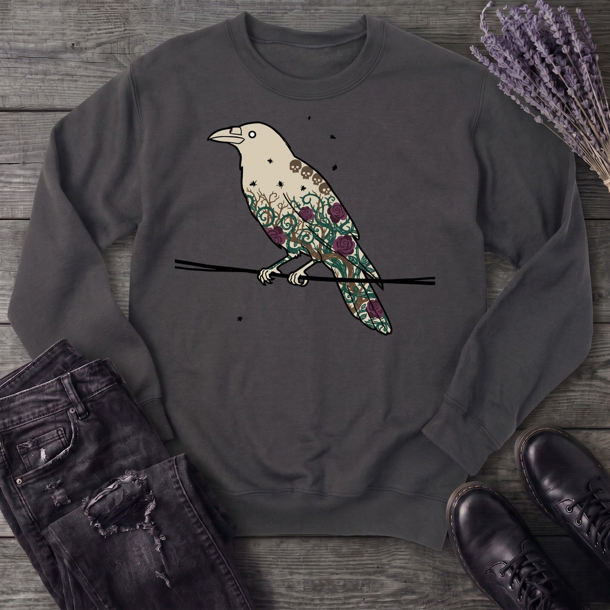 Crow Roses Silhouette Sweatshirt
