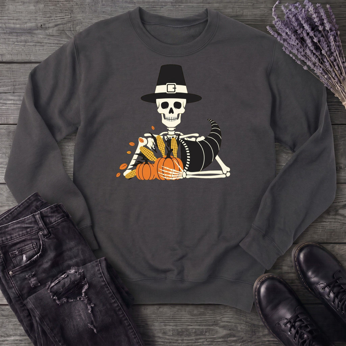 Pilgrim Skeleton Cornucopia Sweatshirt