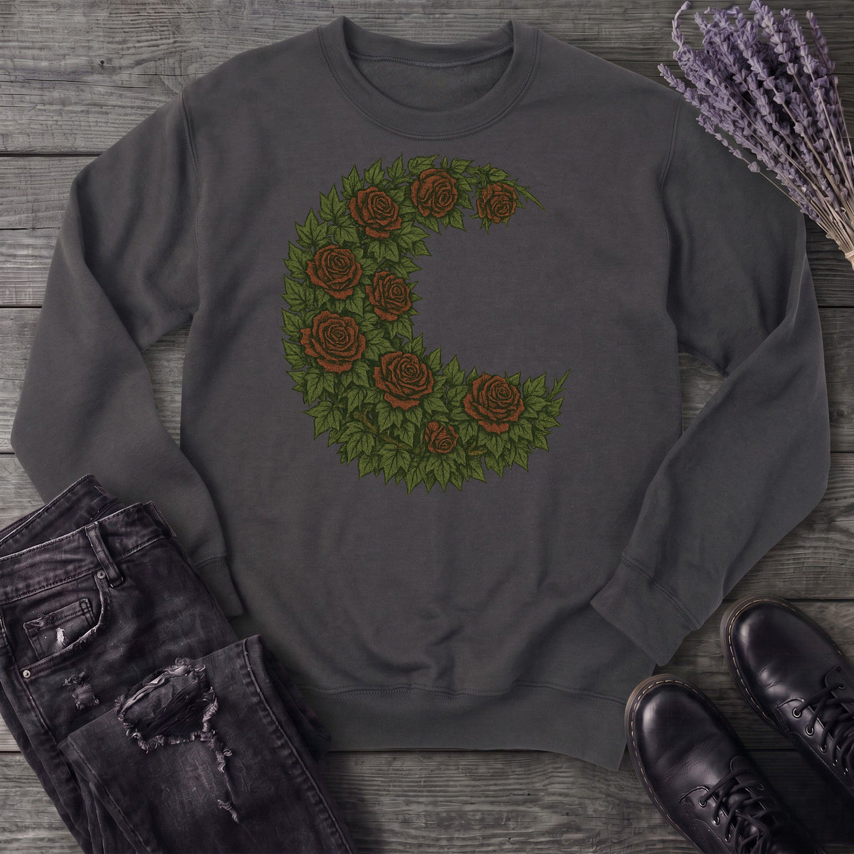 Crescent Moon Roses Sweatshirt