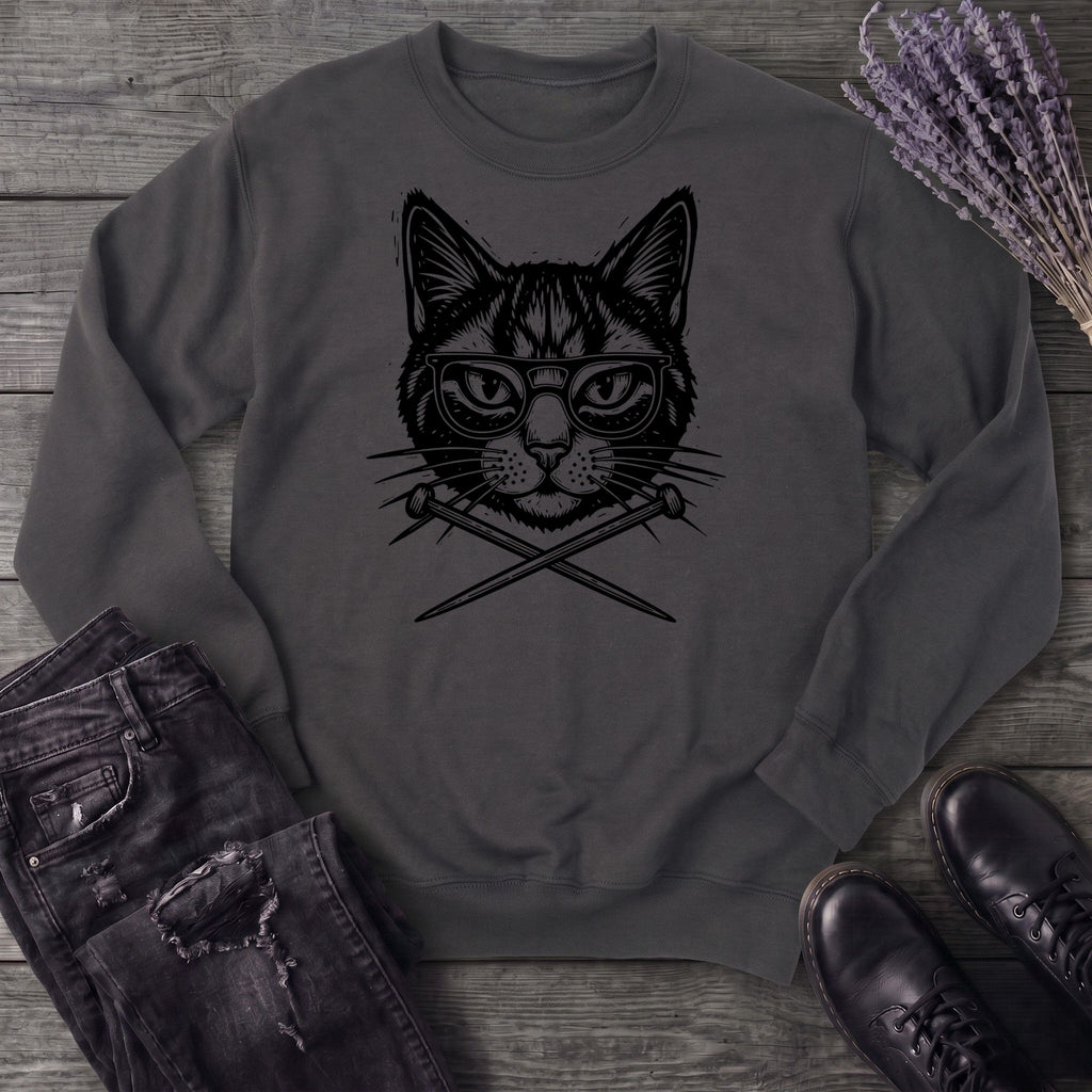 Cat Knitting Needles Sweatshirt