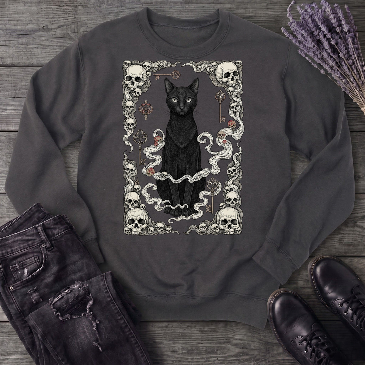 Cat Skull Card Sweatshirt
