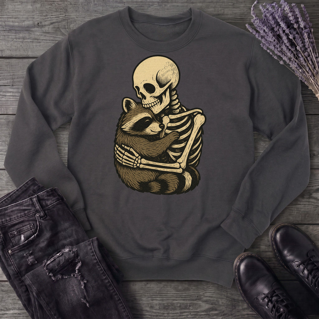 Skeleton Raccoon Hug Sweatshirt