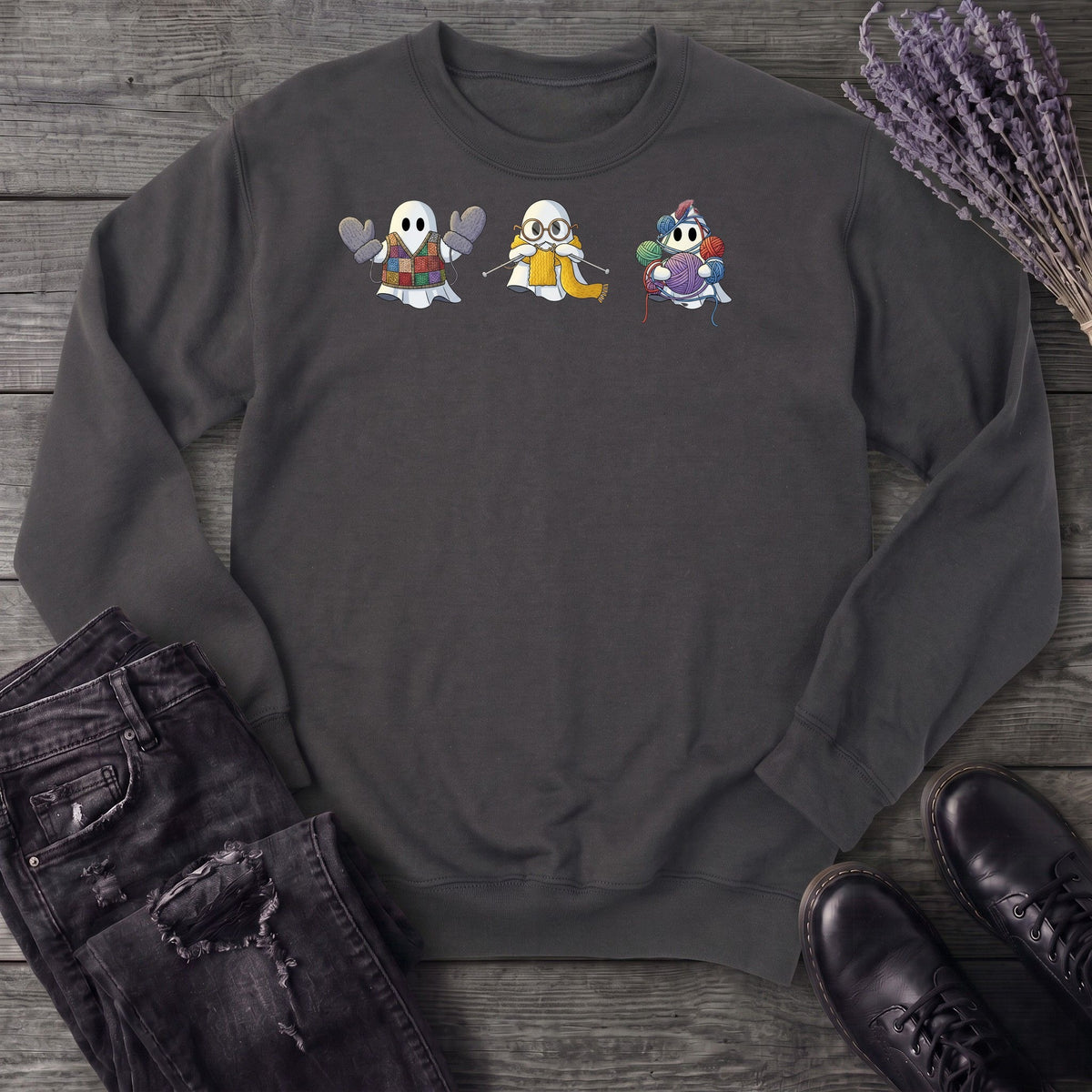 ghost_trio_knitting Sweatshirt