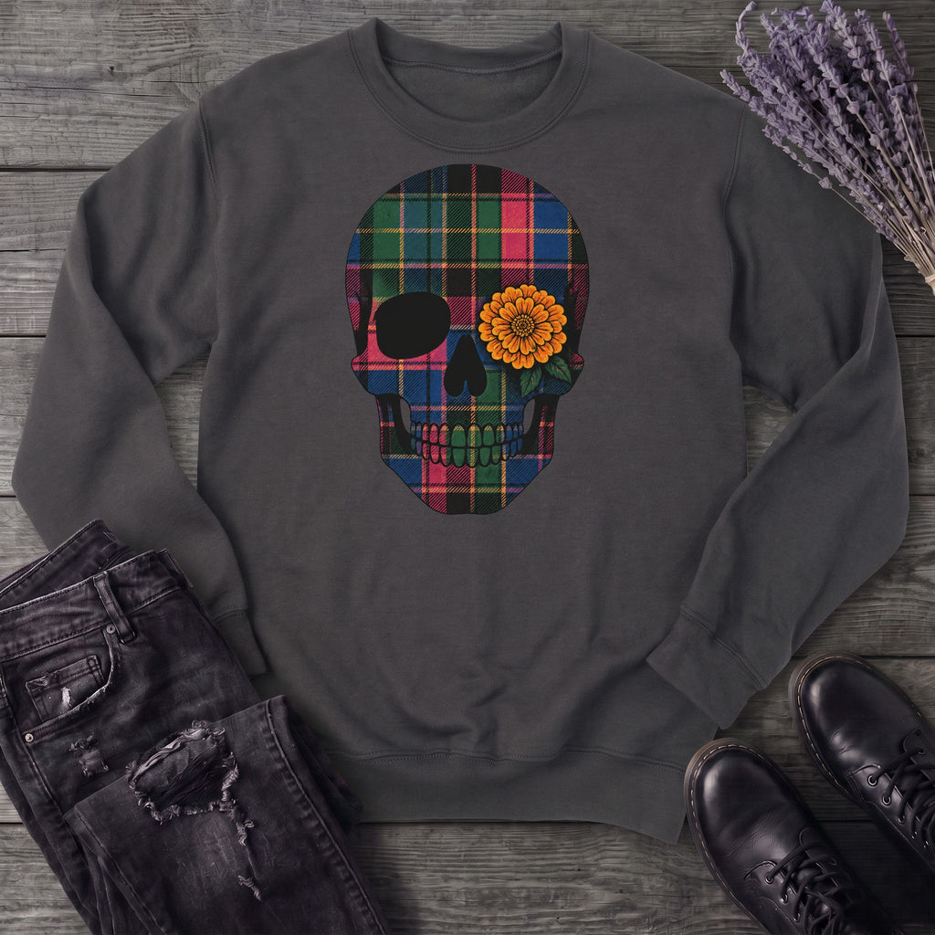 Bright Plaid Skull Sweatshirt