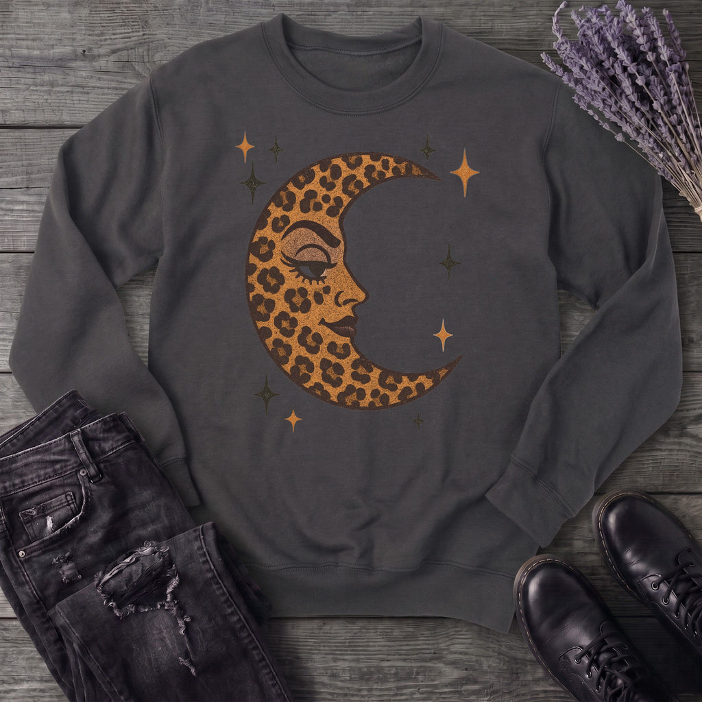 Leopard Print Crescent Moon Sweatshirt