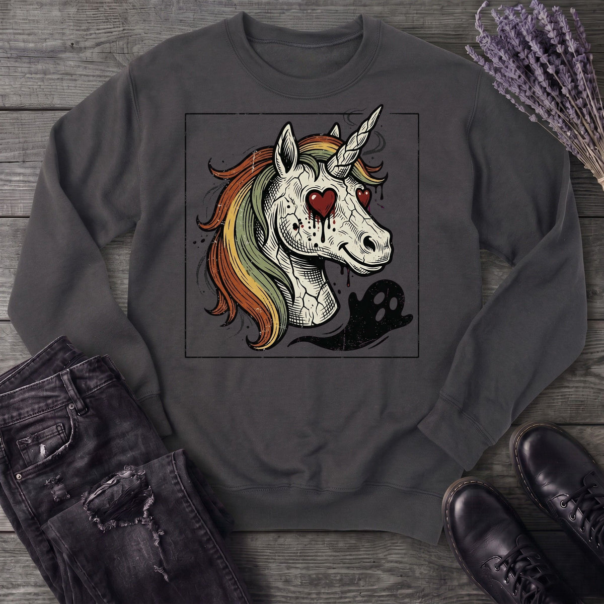 grunge zombie unicorn Sweatshirt