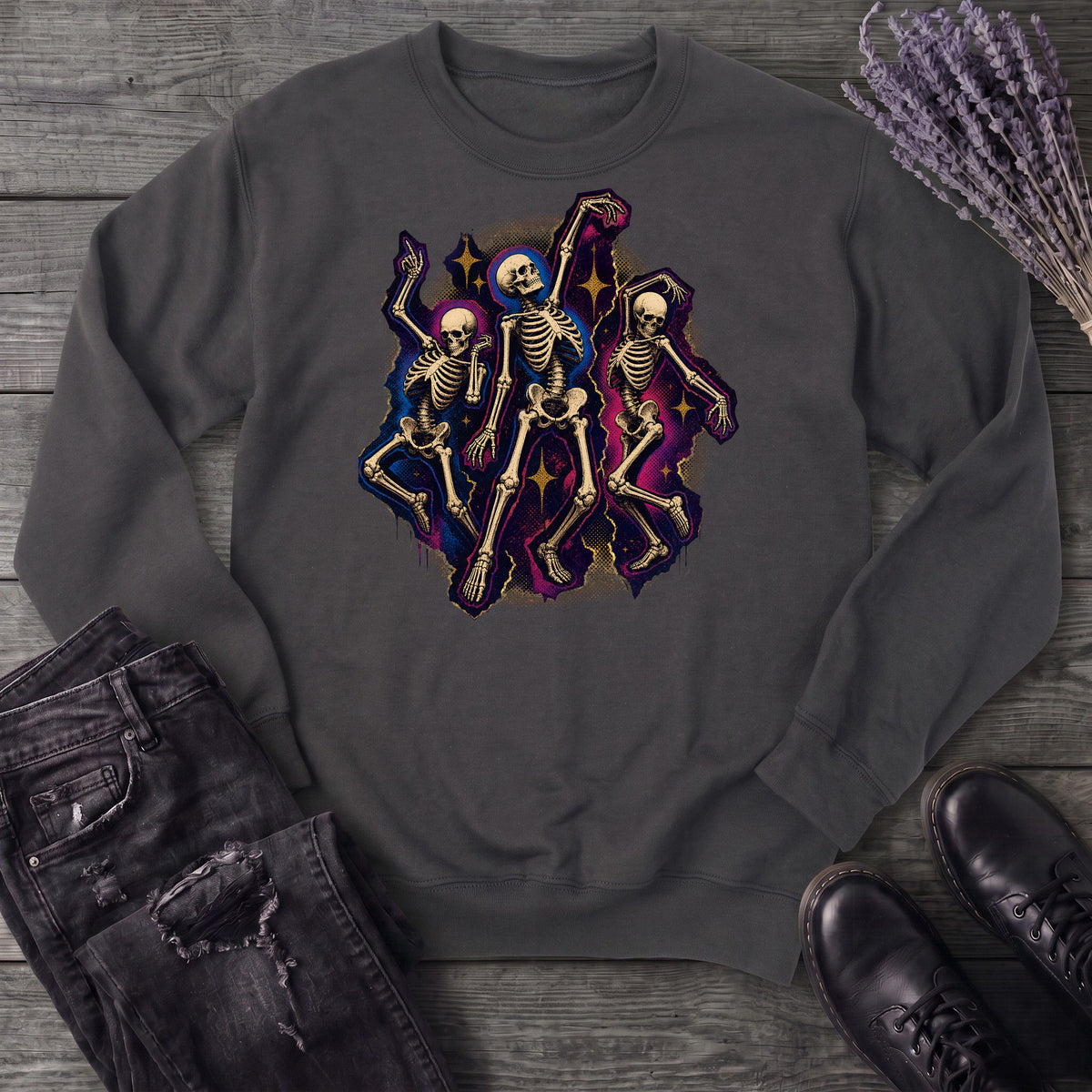 Textured Dancing Skeletons Sweatshirt