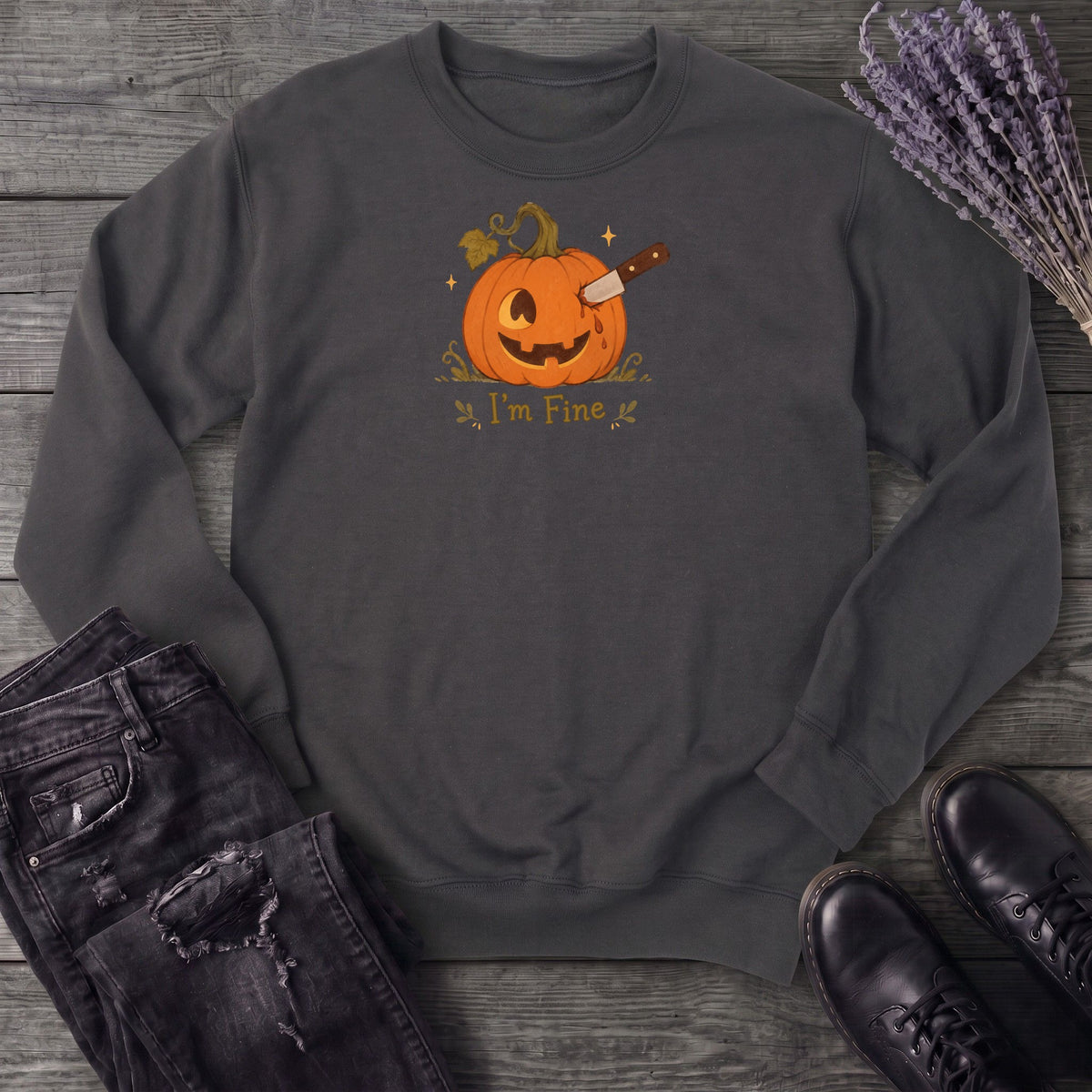 Jack-O-Lantern I'm Fine Sweatshirt