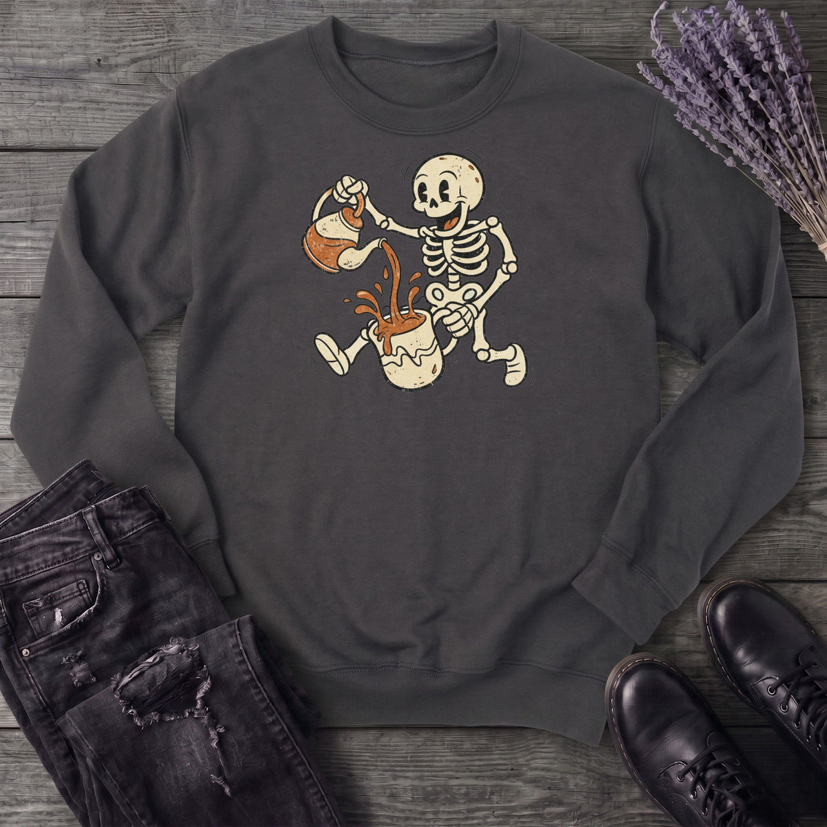 Coffee Skeleton Cartoon Sweatshirt
