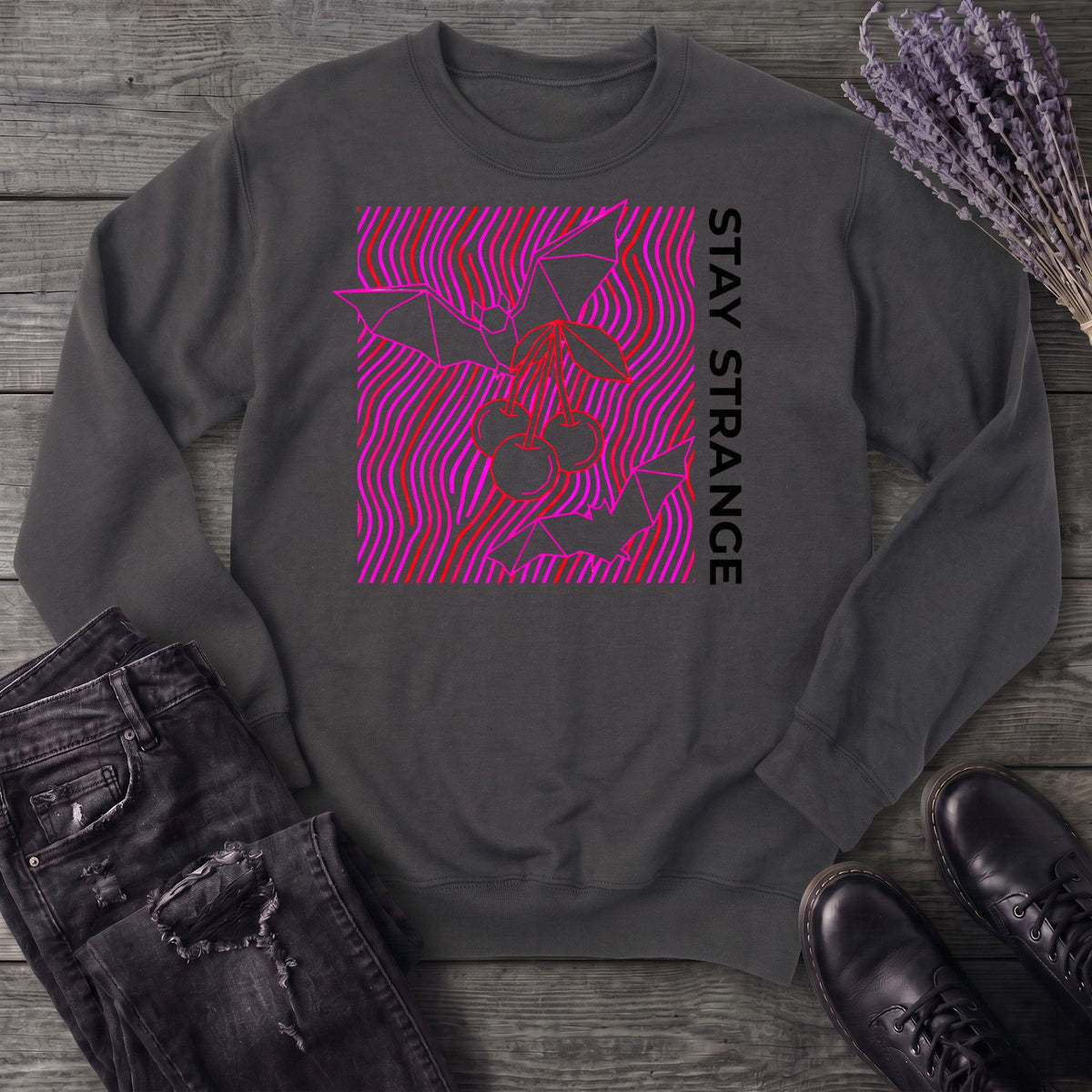 stay strange bats and cherries Sweatshirt