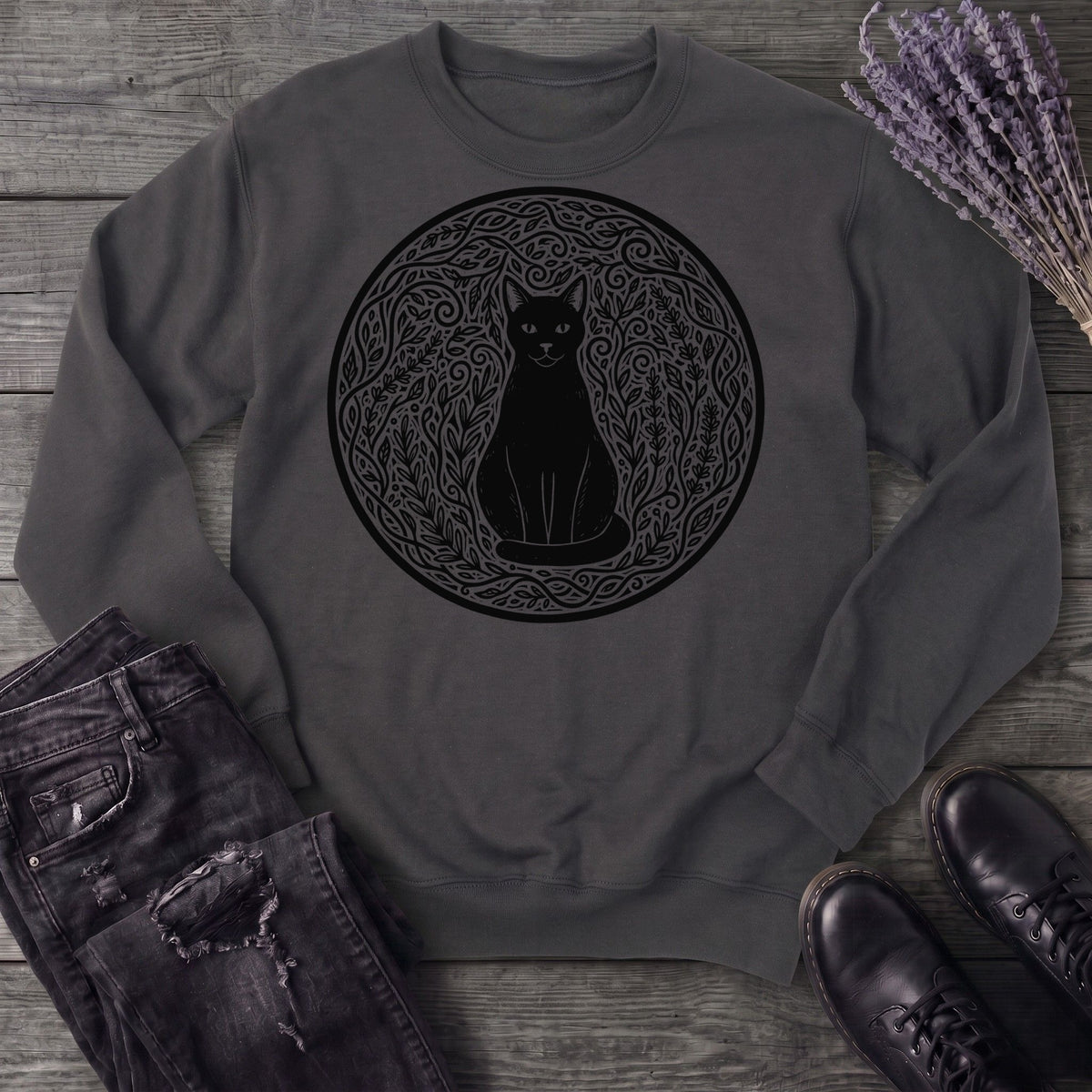 garden cat linocut Sweatshirt