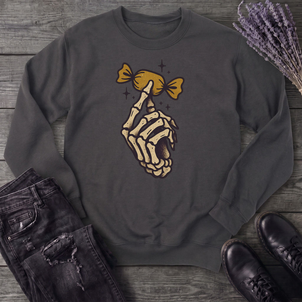 Skeleton Hand Holding Candy Sweatshirt