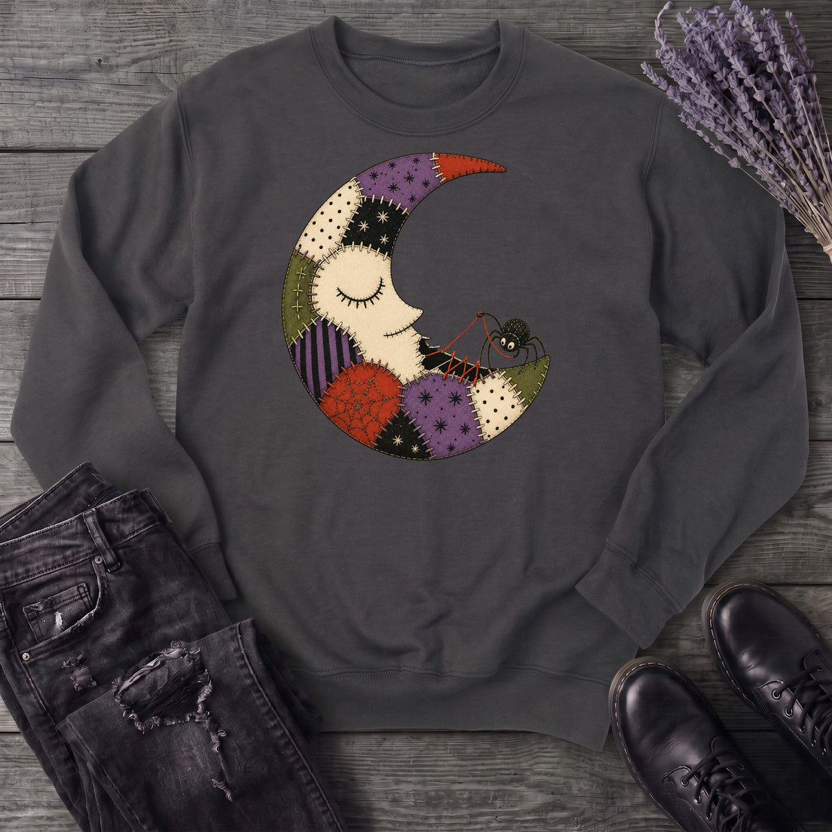 Spider Stitching Moon Sweatshirt