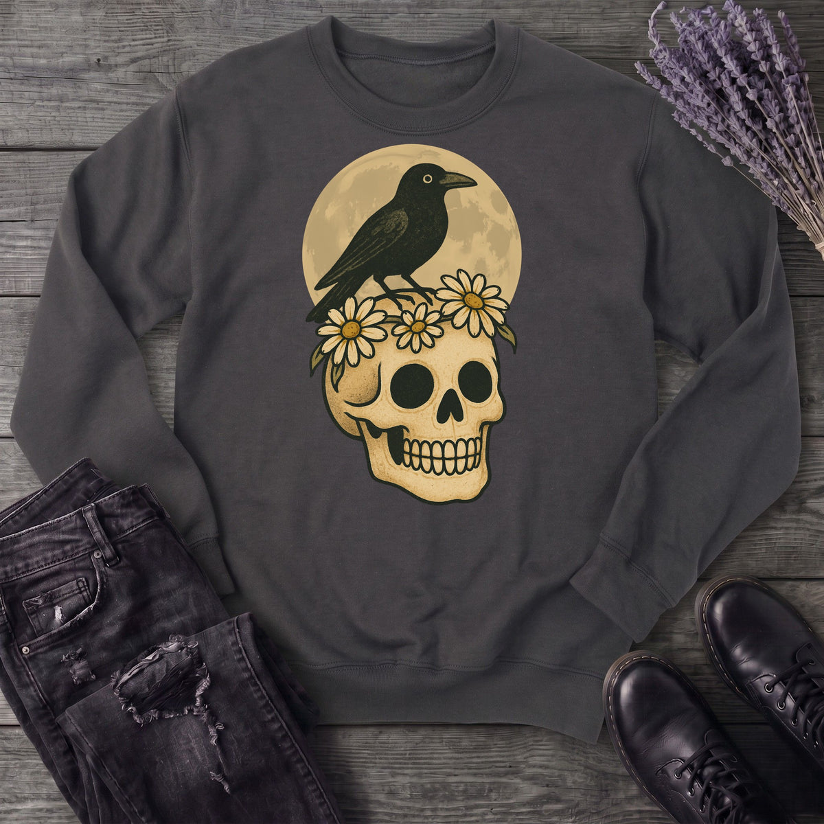 Crow On Skull Sweatshirt