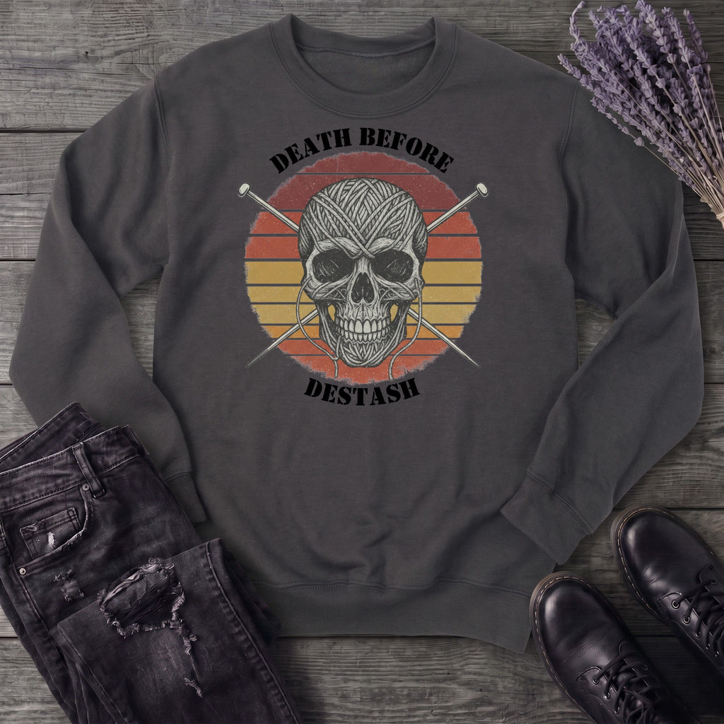 Death Before Destash Yarn Skull Sweatshirt
