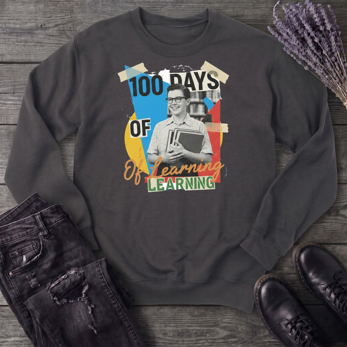 Old School 100 Days Of Learning Sweatshirt