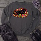 Black Cat Rolling Leaves Sweatshirt