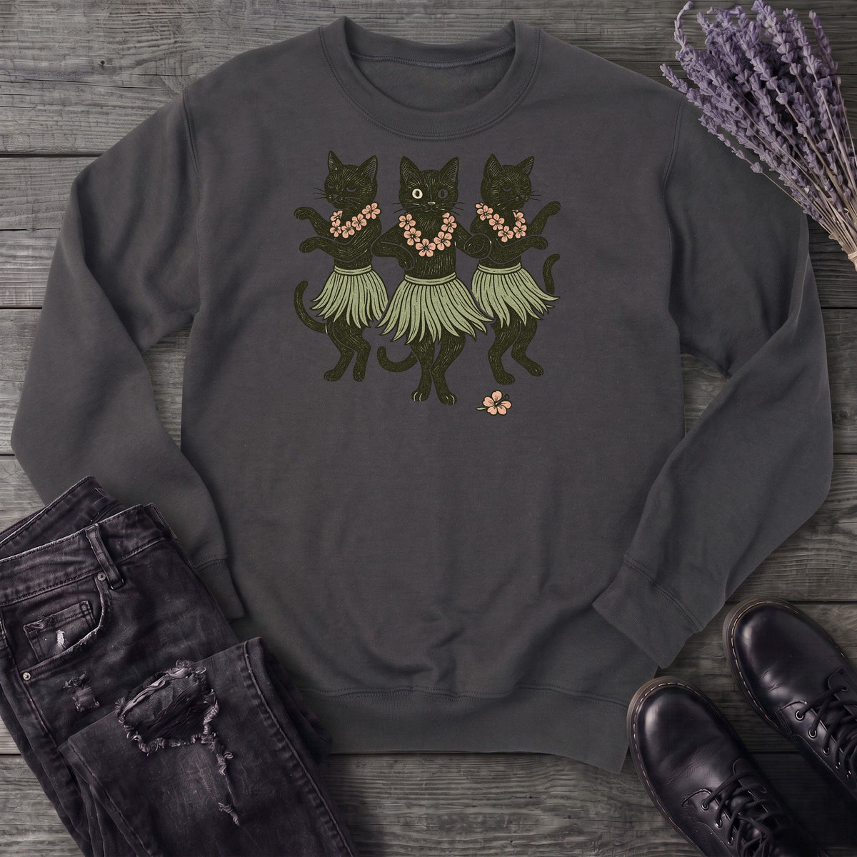 Hula Black Cat Trio Sweatshirt