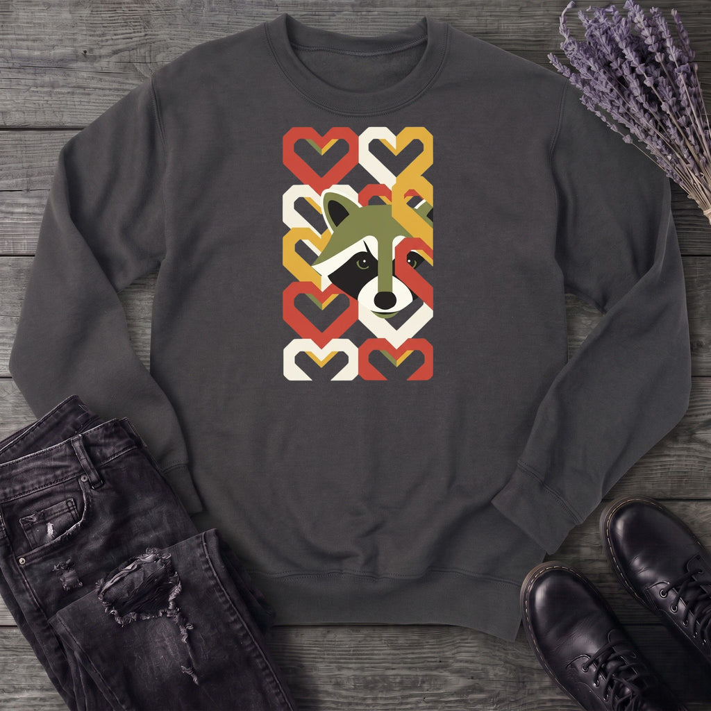 Geometric Hearts Raccoon Sweatshirt