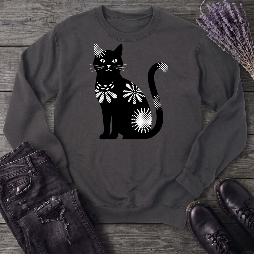 Retro Texture Black Cat Sweatshirt