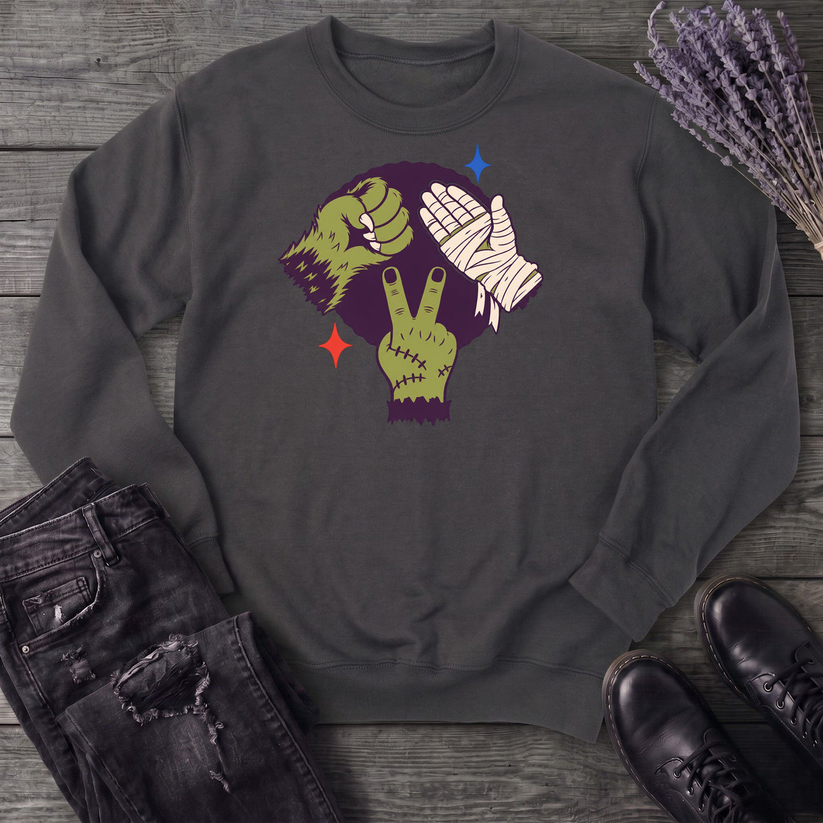 Classic Monster Rock Paper Scissor Game Sweatshirt